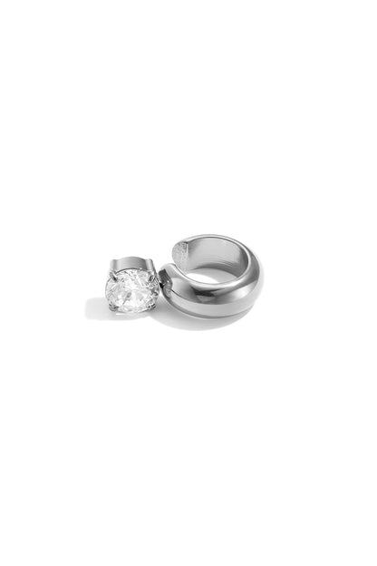 Nora Zirkonia Ear Cuff RVS Goud & Zilver – productfoto zilver | Tudor Gems