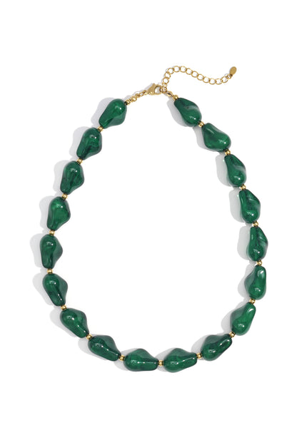 Roze Valencia Beaded Statement Ketting Bruin & Roze RVS – lifestyle shot | Tudor Gems