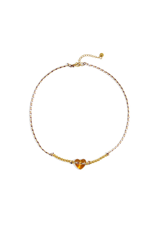 LUNARA Ember Heart Choker – Rood, Bruin, Grijs & Brons RVS – productfoto | Tudor Gems