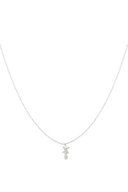 Goud & Zilver Dutch Breeze Windmolen Ketting van RVS – Goud & Zilver – gedragen op model | Tudor Gems