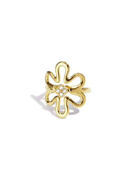 Goud & Zilver Flora Bloom Statement Ring RVS Goud & Zilver – productfoto | Tudor Gems