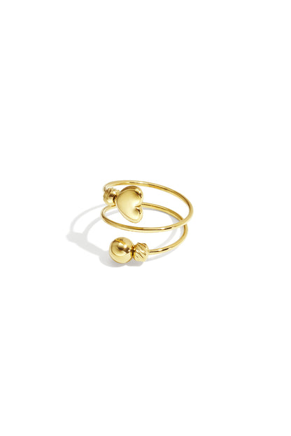 Goud & Zilver Hart Ring Goud & Zilver – Minimalistisch & Verstelbaar RVS – productfoto | Tudor Gems