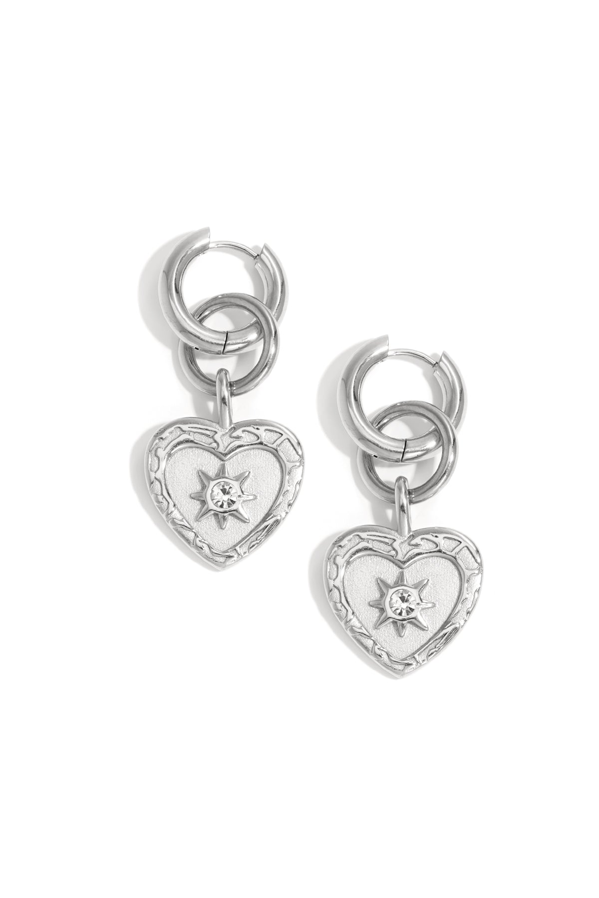 Goud & Zilver Luna Royale Dubbel Hart Oorbellen RVS Goud & Zilver – lifestyle shot | Tudor Gems