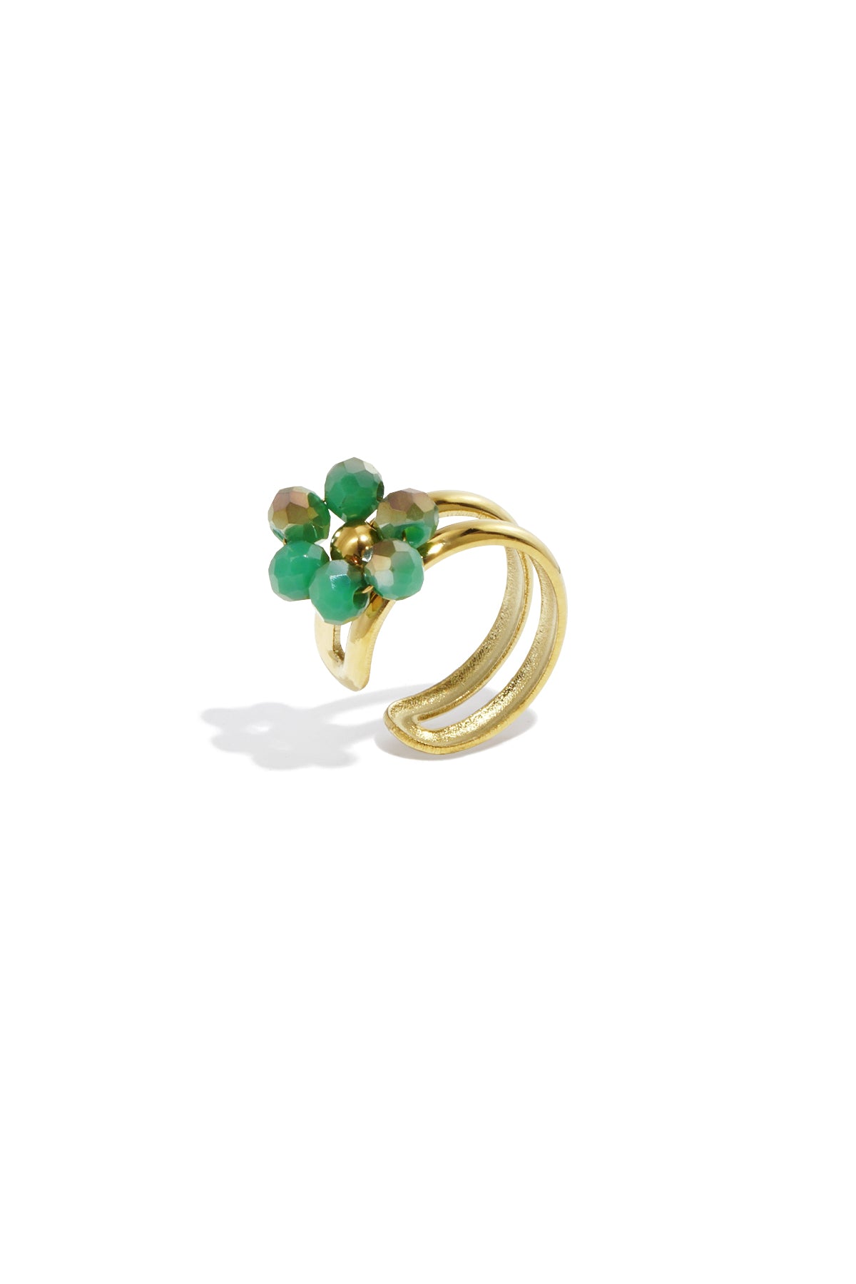 Rosa Kristal Bloem Ear Cuff RVS Goud – productfoto kleurvariant | Tudor Gems