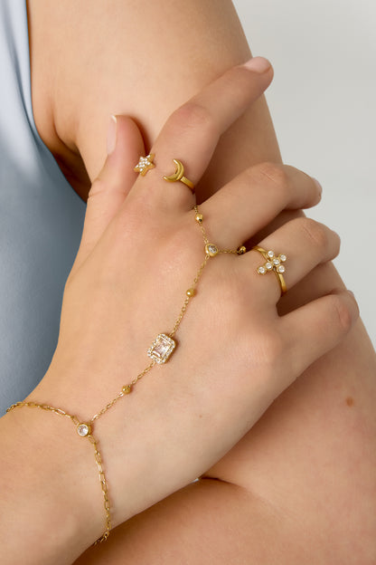 Talia Statement Handchain van roestvrij staal in goud en zilver | Tudor Gems