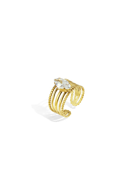 Goud Celestia Marquise Zircon Ring RVS Goud – productfoto | Tudor Gems