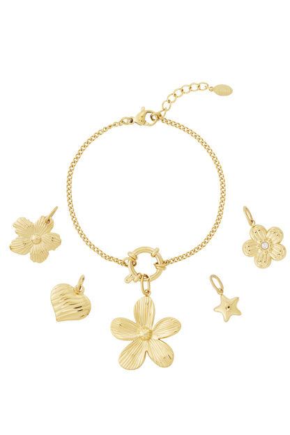Goud Flower Charm DIY Armband RVS Goud – productfoto | Tudor Gems