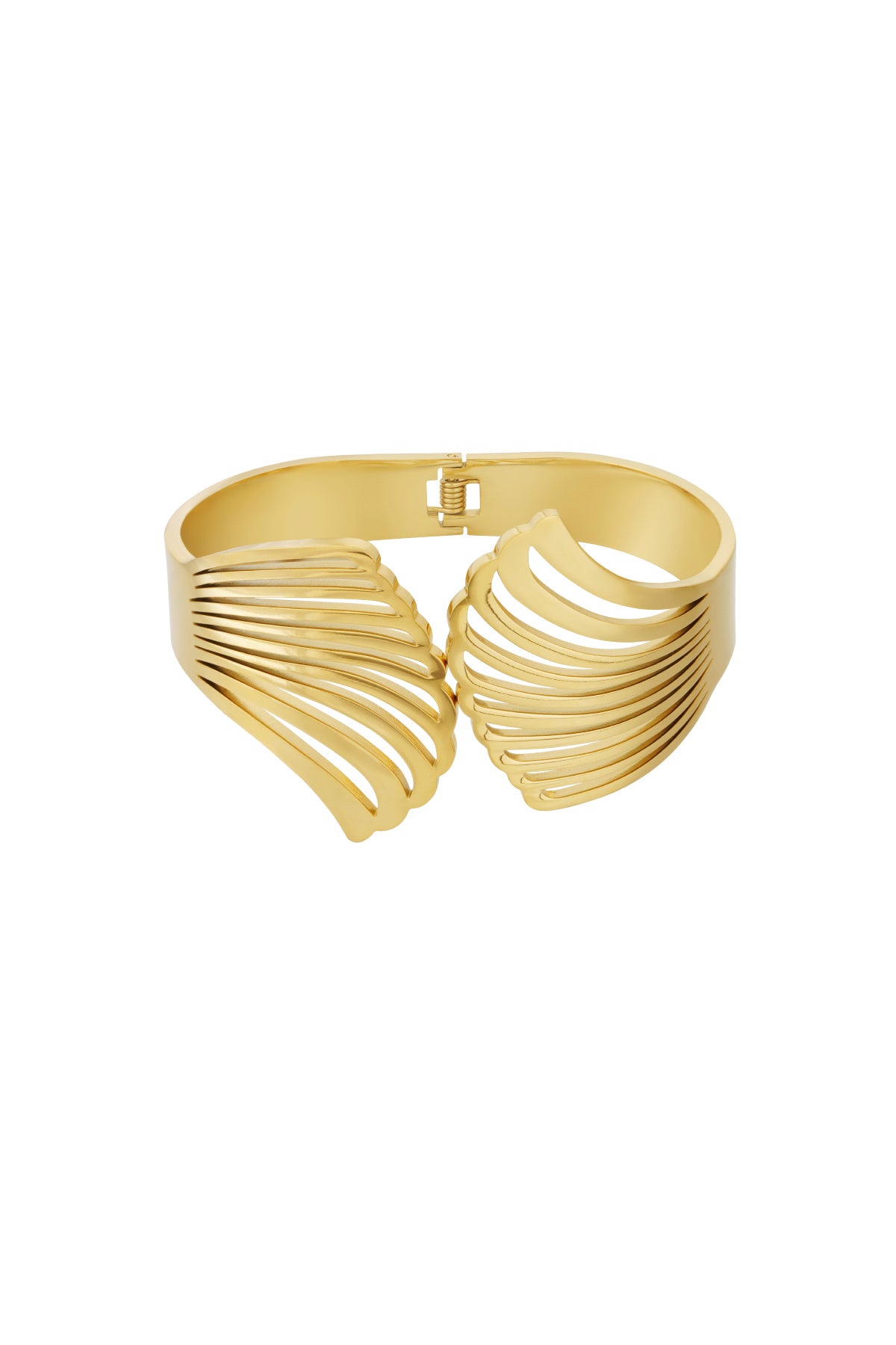 Goud & Zilver Angel Wing Statement Bangle RVS Goud & Zilver – productfoto | Tudor Gems