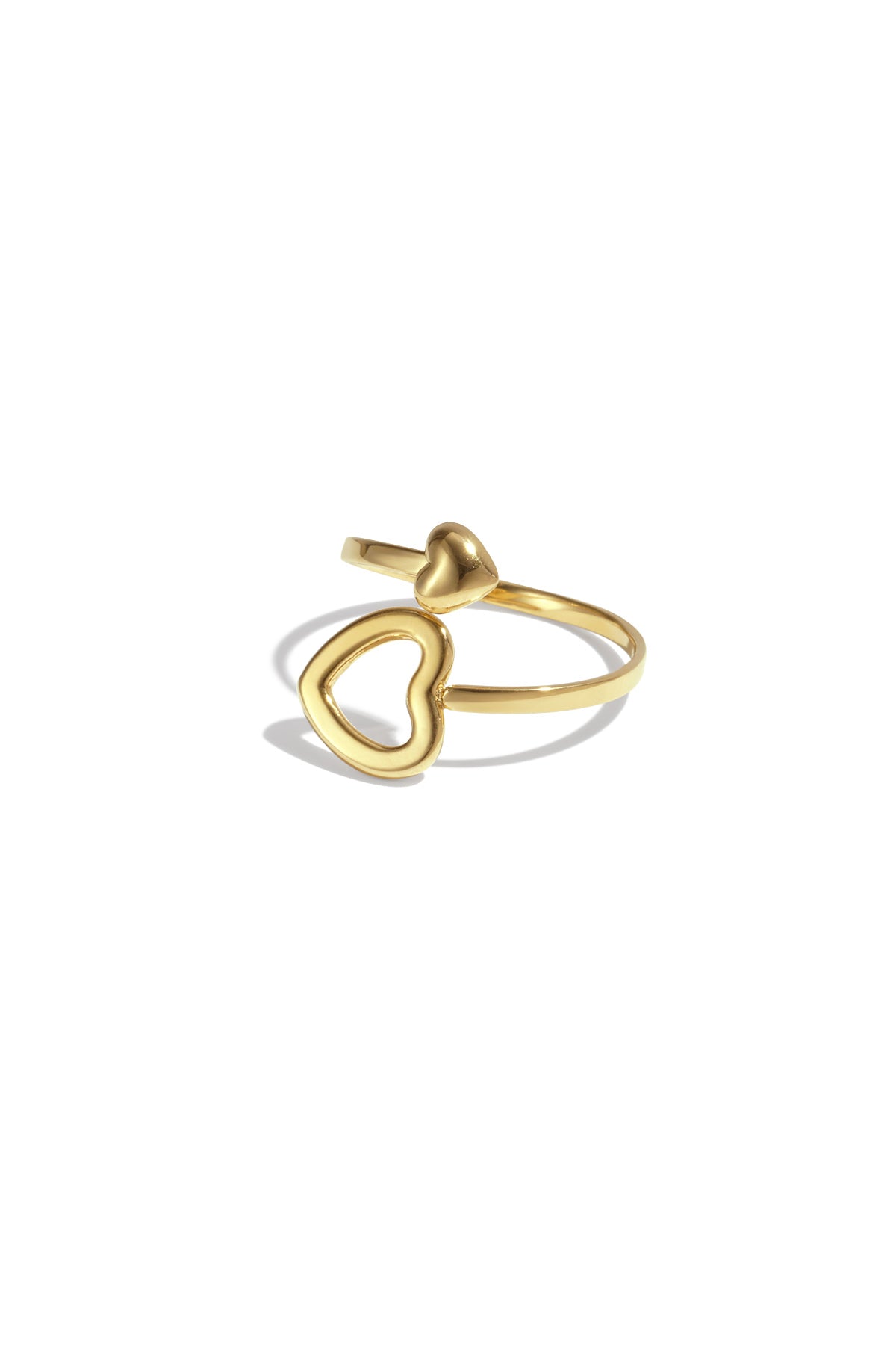 Goud Celeste Double Heart Open Ring RVS – Goud – productfoto | Tudor Gems