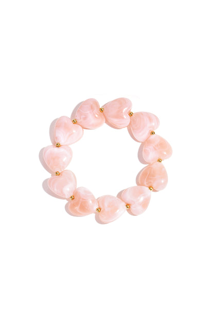 Roze & Paars Amora Heart Beads Armband – Statement Hartjes RVS – lifestyle shot | Tudor Gems
