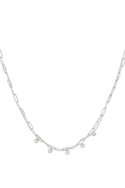 Goud & Zilver Sparkling Layered Ketting RVS Goud & Zilver – gedragen op model | Tudor Gems