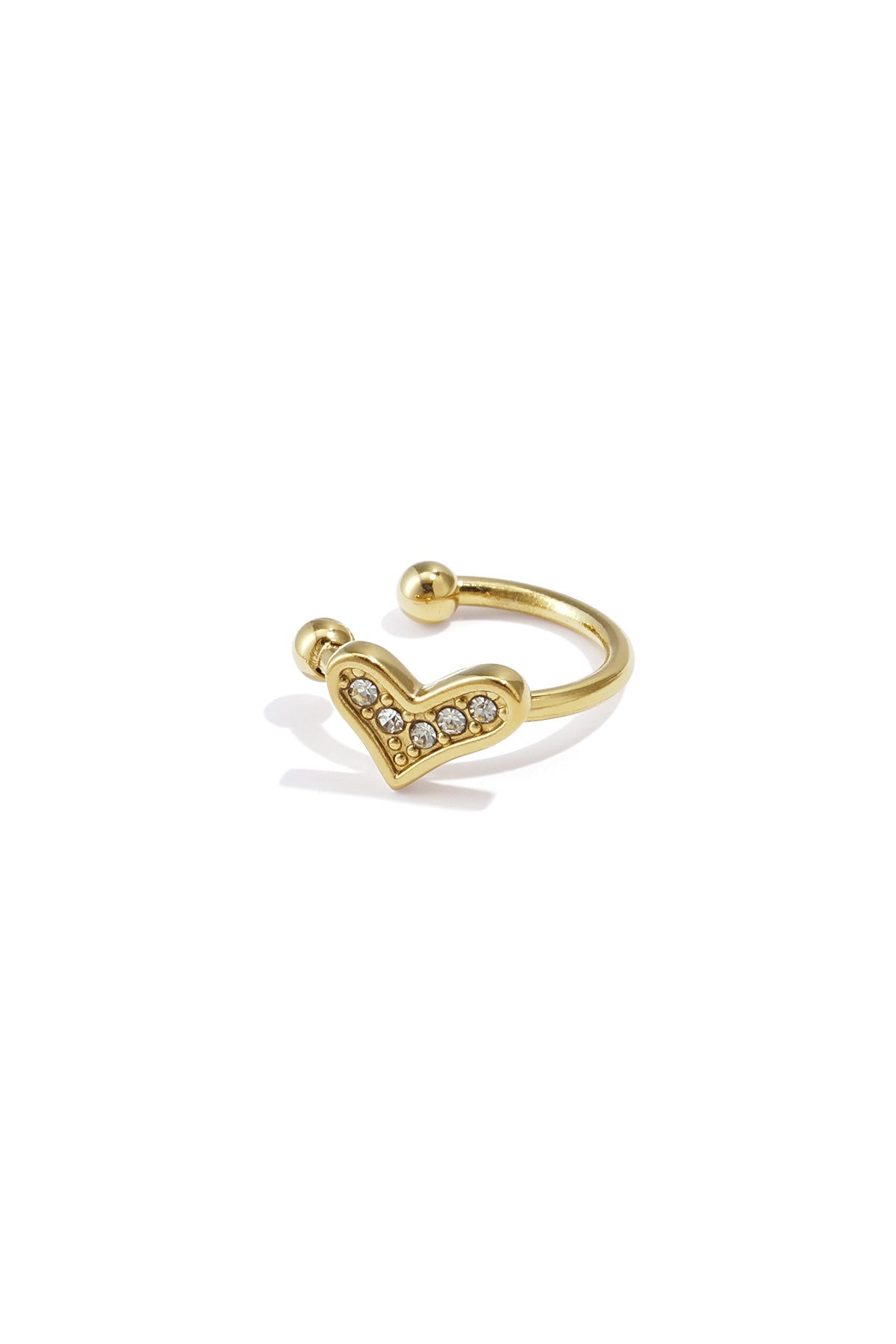 Cora Strass Hart Ear Cuff RVS Goud – productfoto | Tudor Gems