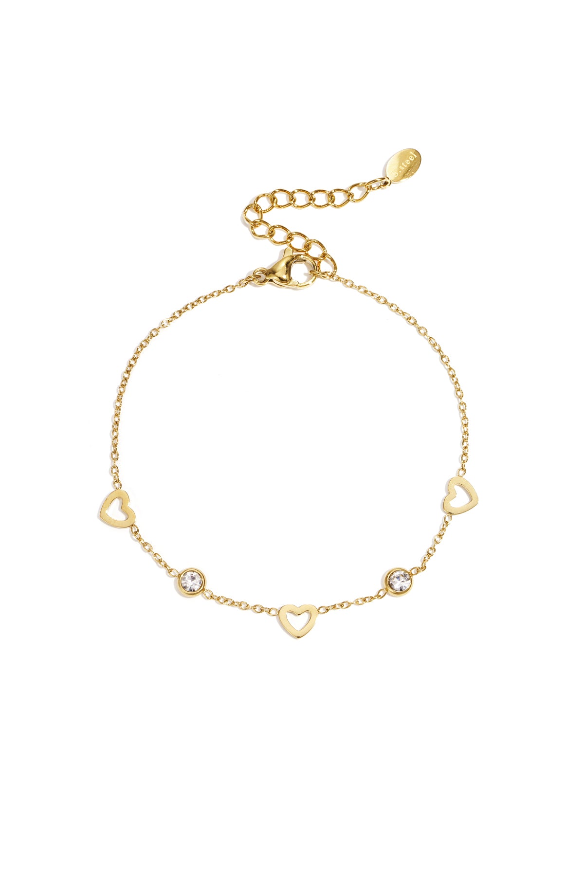 Goud & Zilver Amora Crystal Heart Armband RVS Goud & Zilver – productfoto | Tudor Gems