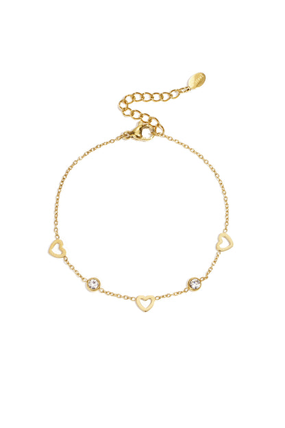 Goud & Zilver Amora Crystal Heart Armband RVS Goud & Zilver – productfoto | Tudor Gems