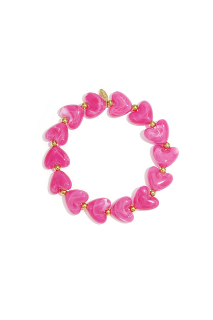 Goud & Roze Sweet Pulse Heart Bracelet – Kralen Hart Armband RVS Goud & Kleuren – foto 17 | Tudor Gems