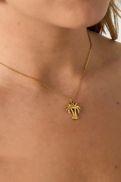 Goud & Zilver Palma Palmboom Ketting RVS Goud & Zilver – detail close-up | Tudor Gems