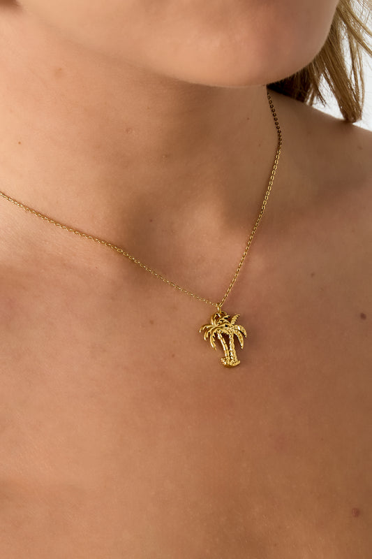 Goud & Zilver Palma Palmboom Ketting RVS Goud & Zilver – detail close-up | Tudor Gems