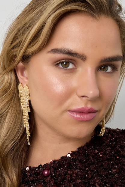 Goud & Zilver Aurora Crystal Waterfall Oorbellen RVS Goud & Zilver – detail close-up | Tudor Gems