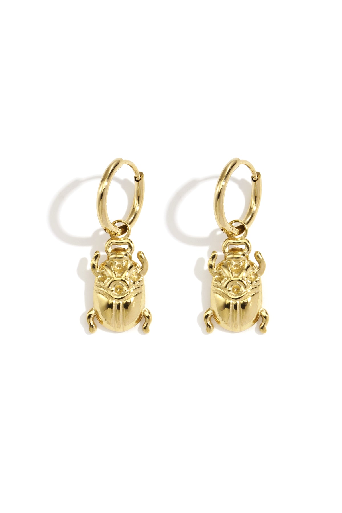 Goud & Zilver Kever Bedel Oorbellen RVS Goud & Zilver | Golden Scarab – productfoto | Tudor Gems