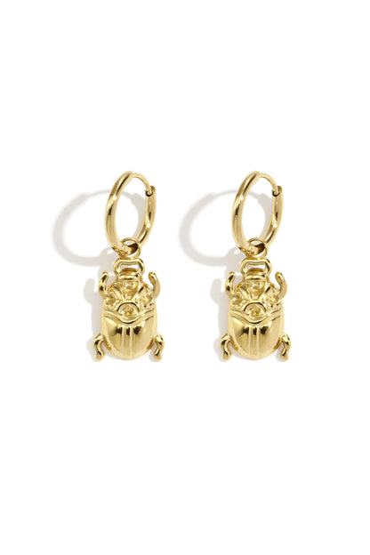 Goud & Zilver Kever Bedel Oorbellen RVS Goud & Zilver | Golden Scarab – productfoto | Tudor Gems