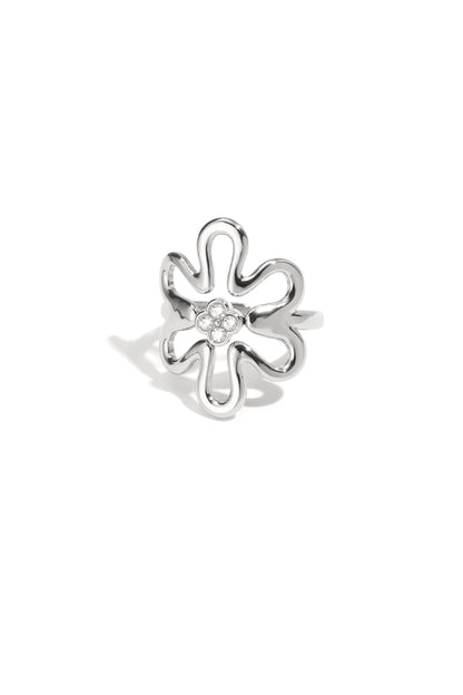 Goud & Zilver Flora Bloom Statement Ring RVS Goud & Zilver – gedragen op model | Tudor Gems