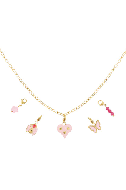 Elegant Pink 14K Gold Plated Flower Pendant Necklace