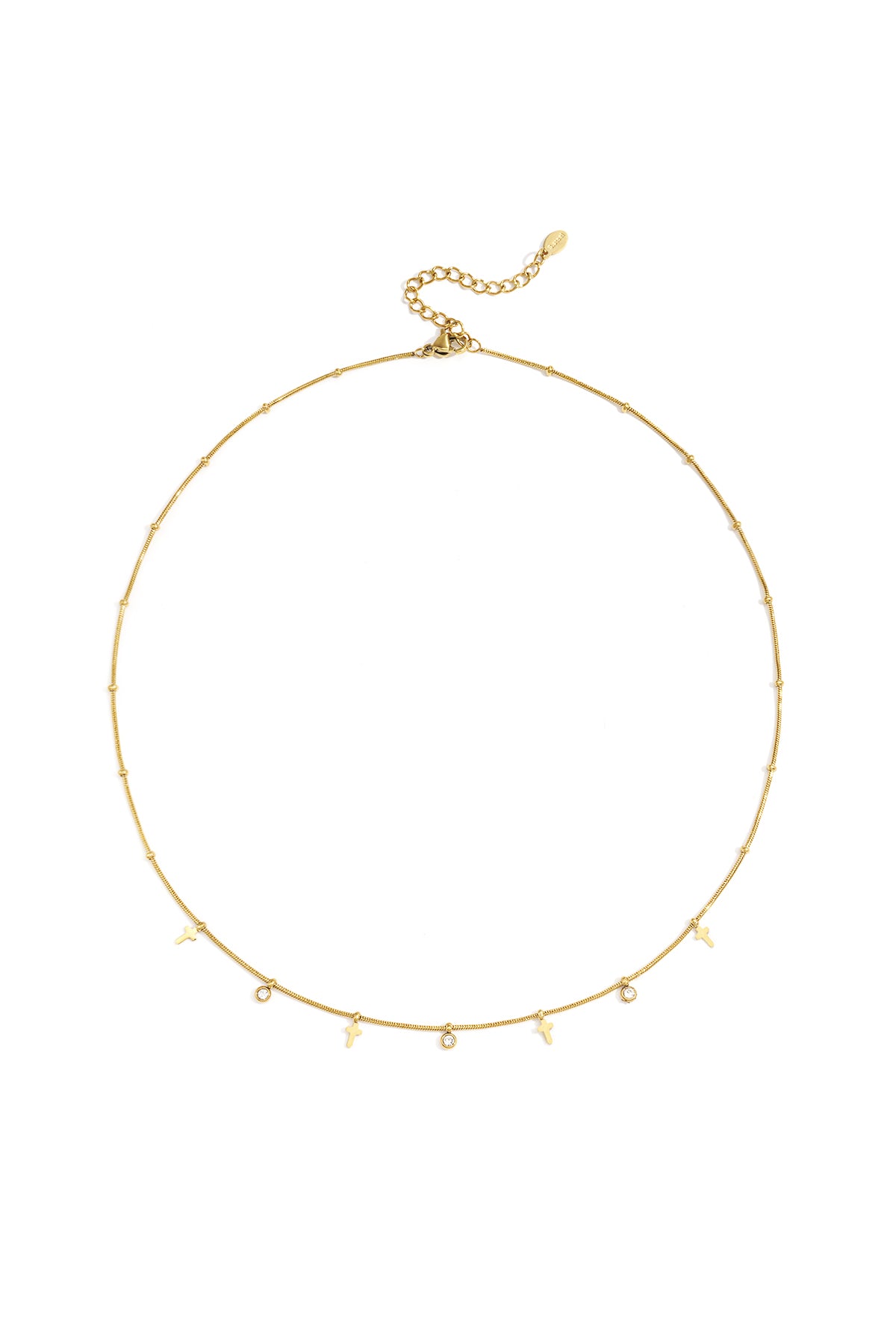 Goud Celeste Cross Charm Ketting RVS Goud – productfoto | Tudor Gems