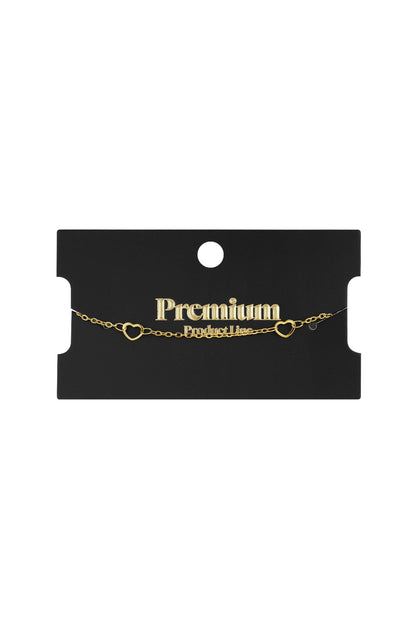 Hartjes armband RVS goud op verpakkingskaart Premium Product Line — Tudor Gems