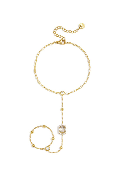 Talia Statement Handchain van roestvrij staal in goud en zilver | Tudor Gems