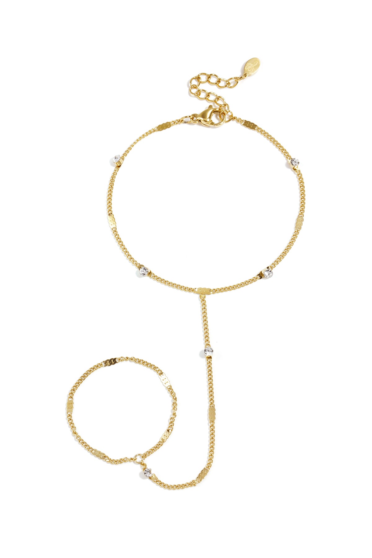 Bianca Crystal Handchain van roestvrij staal in goud en zilver | Tudor Gems