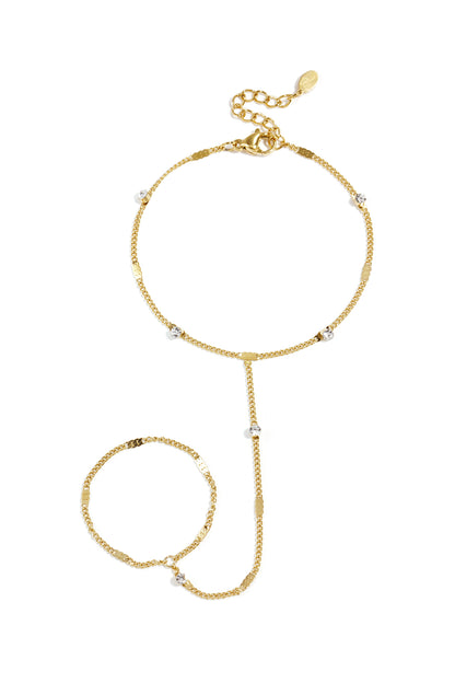 Bianca Crystal Handchain van roestvrij staal in goud en zilver | Tudor Gems