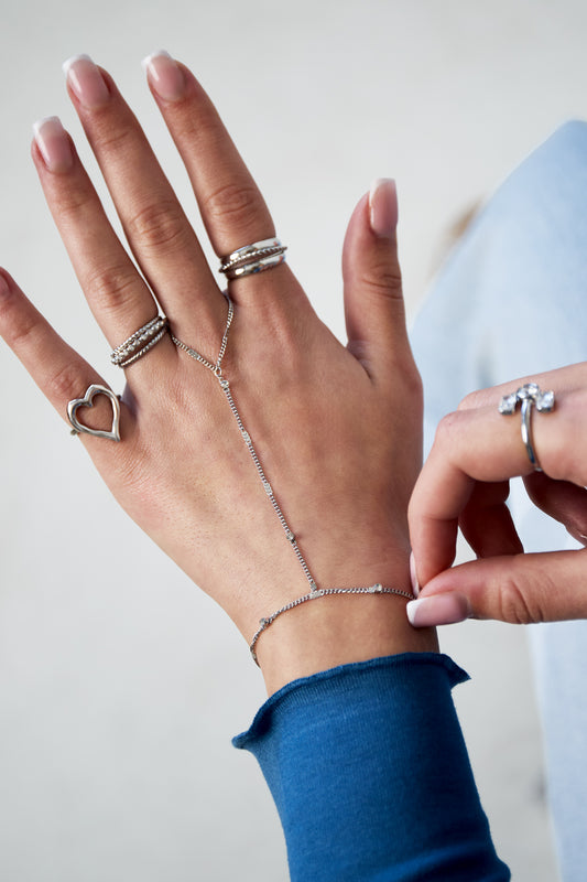 Bianca Crystal Handchain van roestvrij staal in goud en zilver | Tudor Gems
