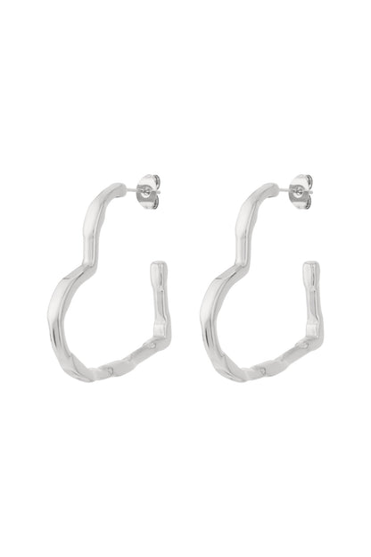 Goud & Zilver Big Heart Hoop Oorbellen RVS – Goud & Zilver – gedragen op model | Tudor Gems