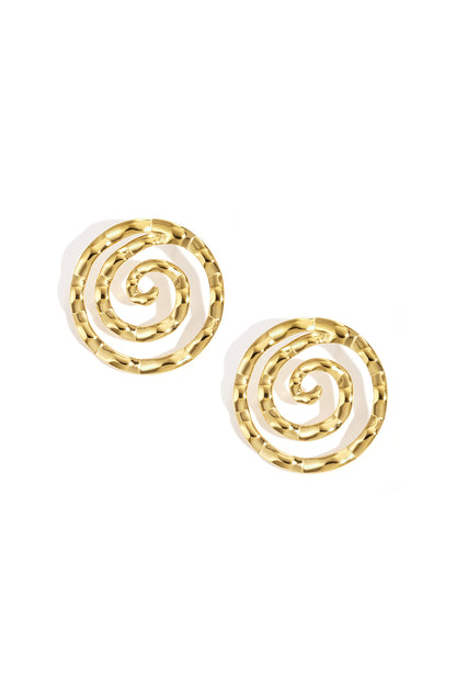 Goud Spiral Statement Oorbellen Goud – Stainless Steel RVS – productfoto | Tudor Gems