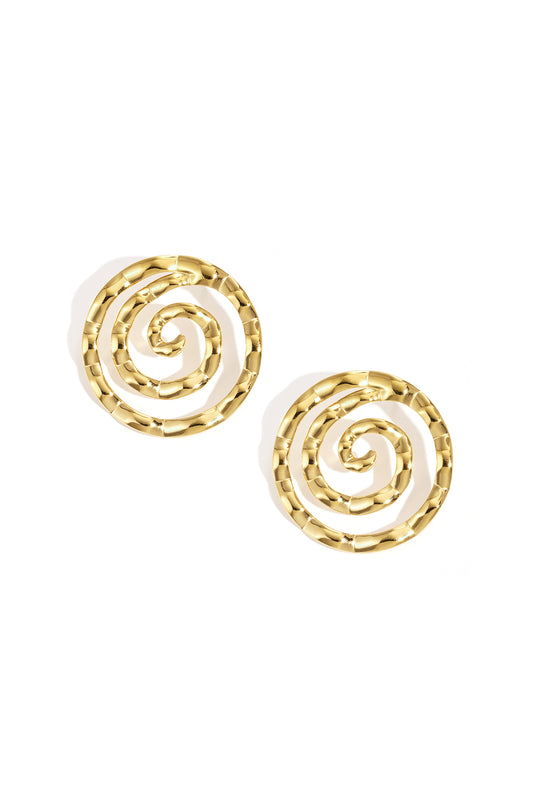 Goud Spiral Statement Oorbellen Goud – Stainless Steel RVS – productfoto | Tudor Gems