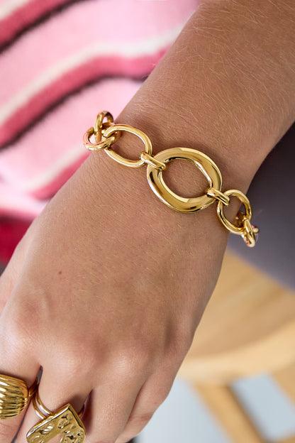 Goud & Zilver Aurora Bold Chain Armband RVS Goud & Goud/Zilver – detail close-up | Tudor Gems