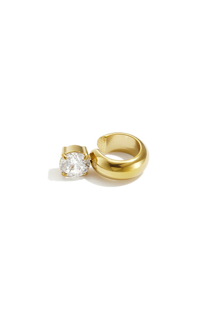Nora Zirkonia Ear Cuff RVS Goud & Zilver – productfoto goud | Tudor Gems