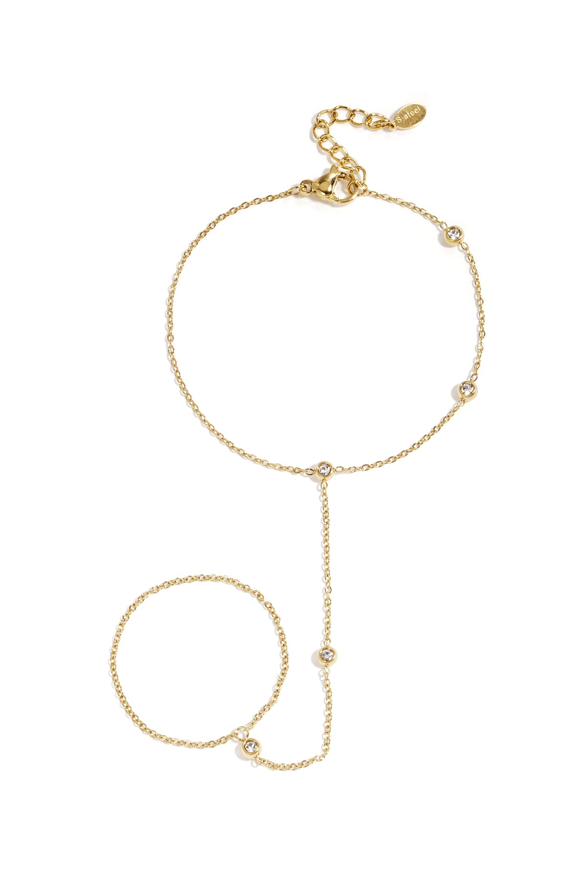 Kyra Zirkonia Handchain van roestvrij staal in goud en zilver | Tudor Gems