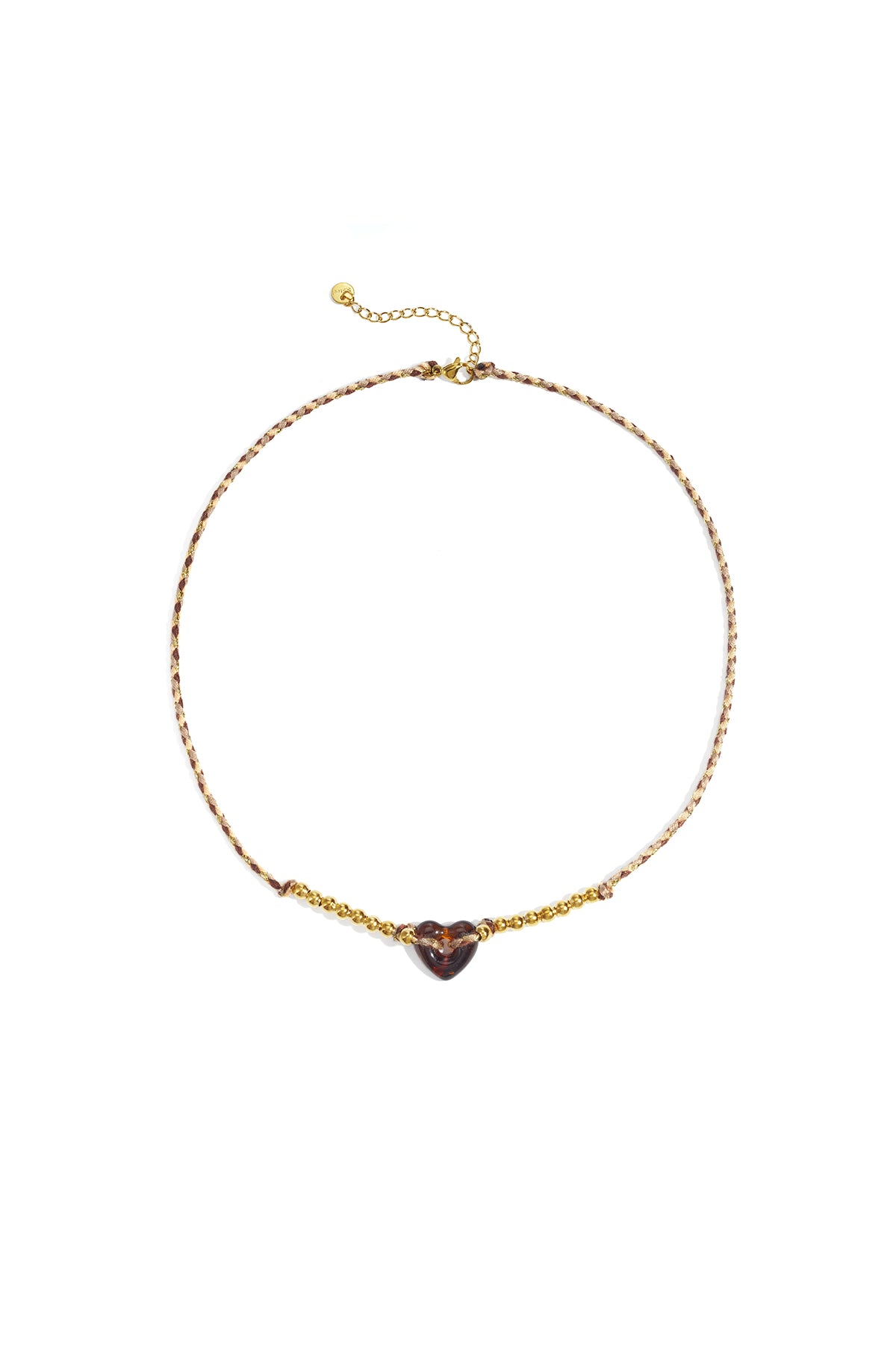 LUNARA Ember Heart Choker – Rood, Bruin, Grijs & Brons RVS – lifestyle shot | Tudor Gems