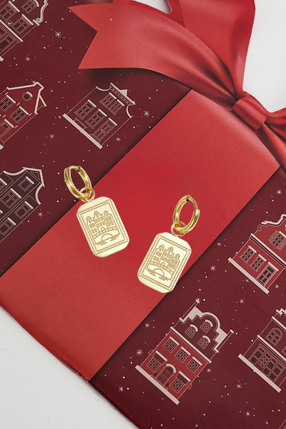 Goud & Zilver Amsterdam Canal Charm Oorbellen RVS Goud & Zilver – detail close-up | Tudor Gems