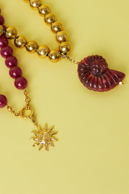 Nautile RVS Schelp Bedel Rood — RVS Nikkelvrij | Tudor Gems