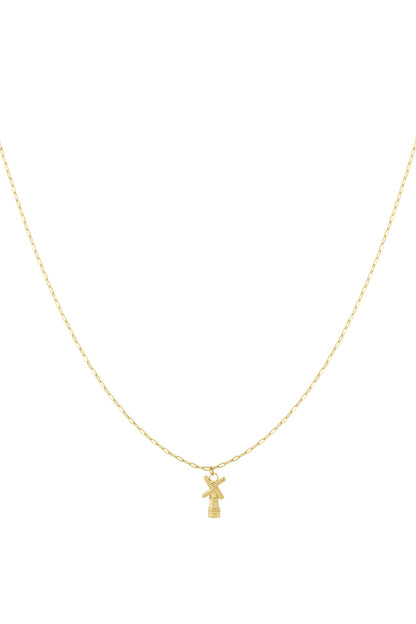 Goud & Zilver Dutch Breeze Windmolen Ketting van RVS – Goud & Zilver – productfoto | Tudor Gems
