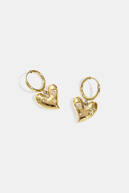 Goud & Zilver RVS oorbellen Lucky Heart Hoops – productfoto | Tudor Gems