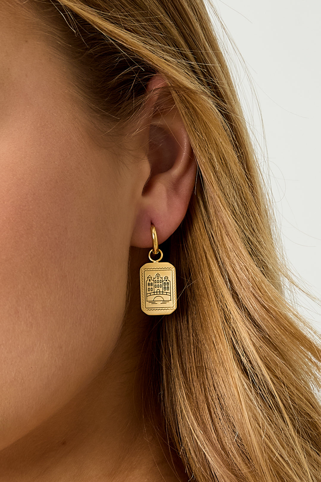 Goud & Zilver Amsterdam Canal Charm Oorbellen RVS Goud & Zilver – foto 5 | Tudor Gems